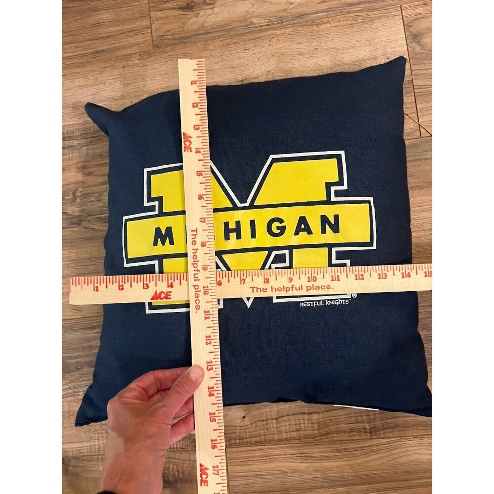 Vintage 90s Restful Knights Michigan Wolverines logo square 15" pillow retro - Picture 8 of 8